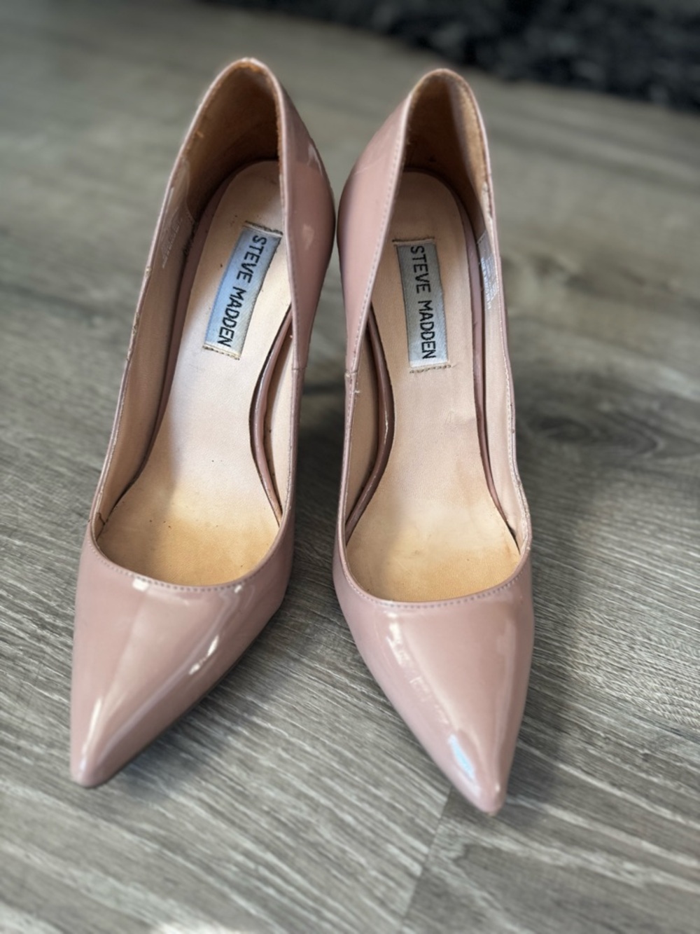Steve Madden Nude Blush Patent Pointed-Toe Pumps